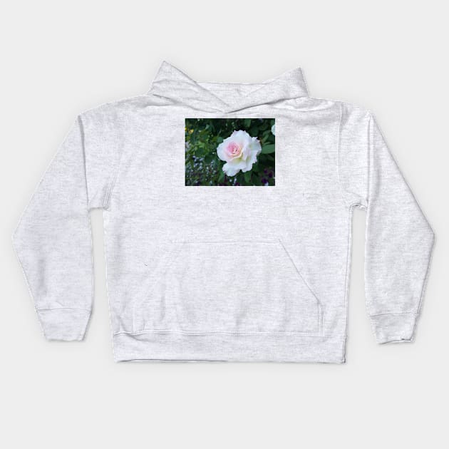 Perfect White Pink Rose, photography by Immortal Peaches Kids Hoodie by immortalpeaches